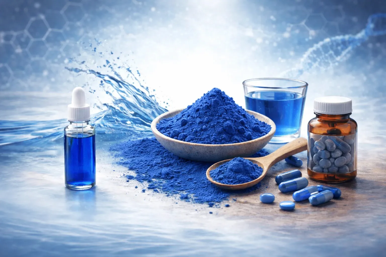 Formes phycocyanine liquide poudre gelules