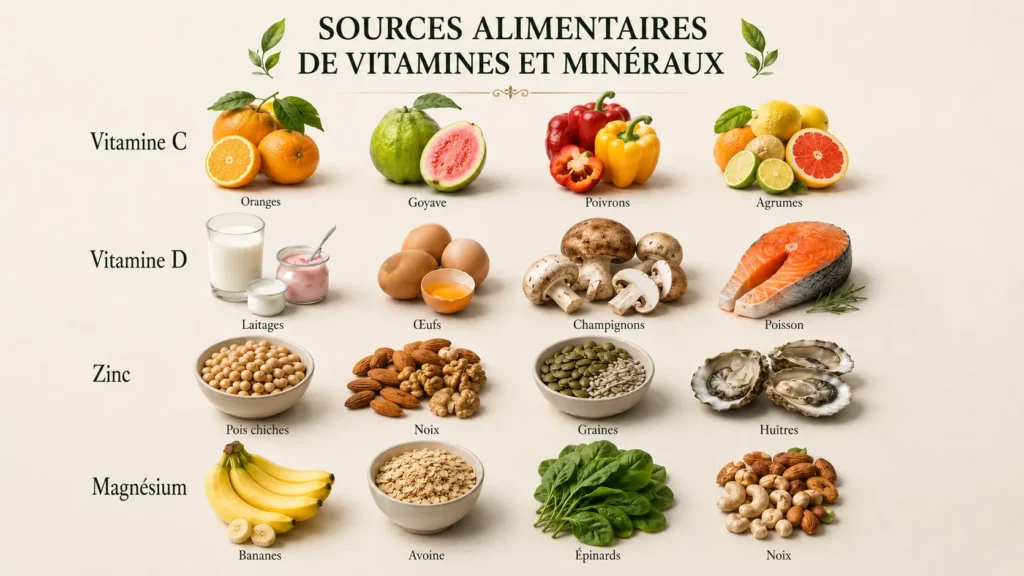 Sources alimentaires de vitamines et minéraux